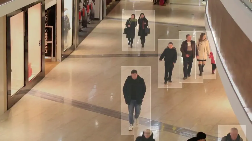 People Detection and Tracking with privacy face blur applied