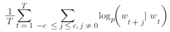 average log probability of a skip gram model