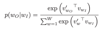 Softmax function in skip gram model