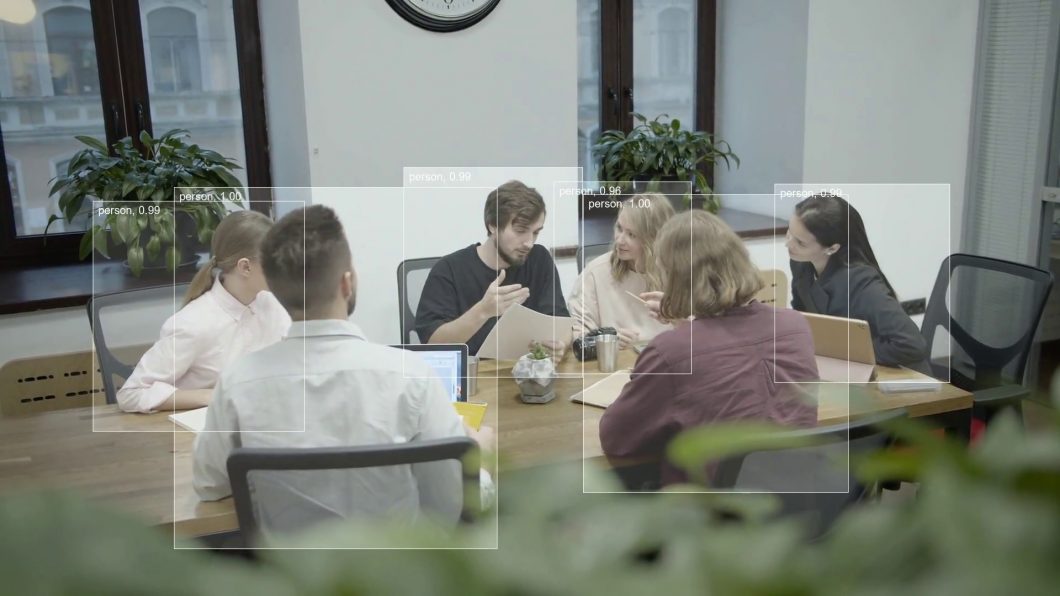 People in meeting room, example of object detection