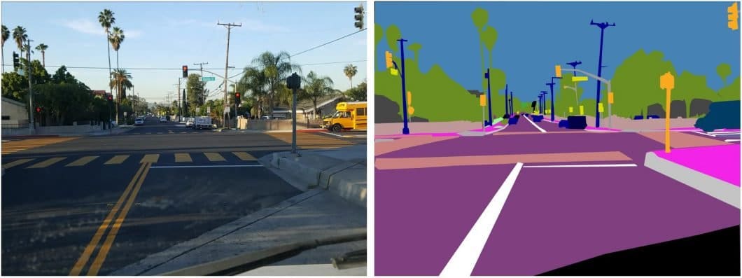 Image Segmentation Example of the KITTI dataset for autonomous vehicles