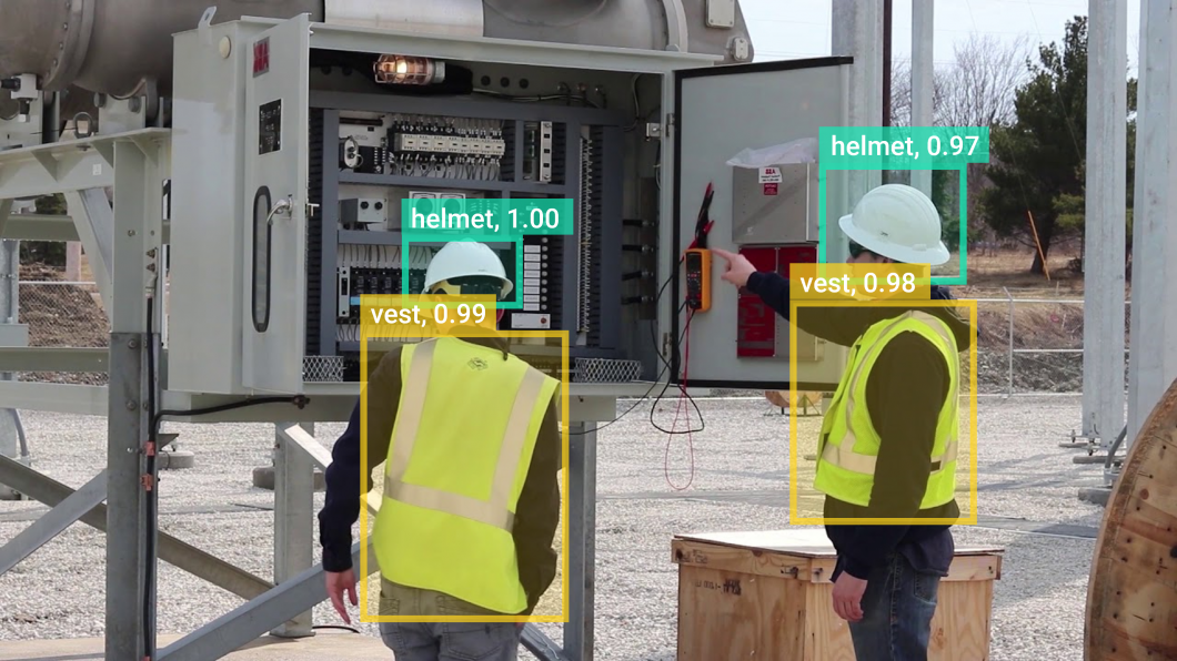 AI vision PPE recognition for helmet and vest detection