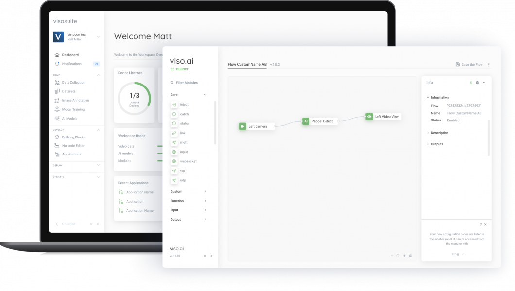 Viso Suite is an end-to-end no-code computer vision platform that makes it possible for enterprises to seamlessly integrate CV solutions into their business processes. 