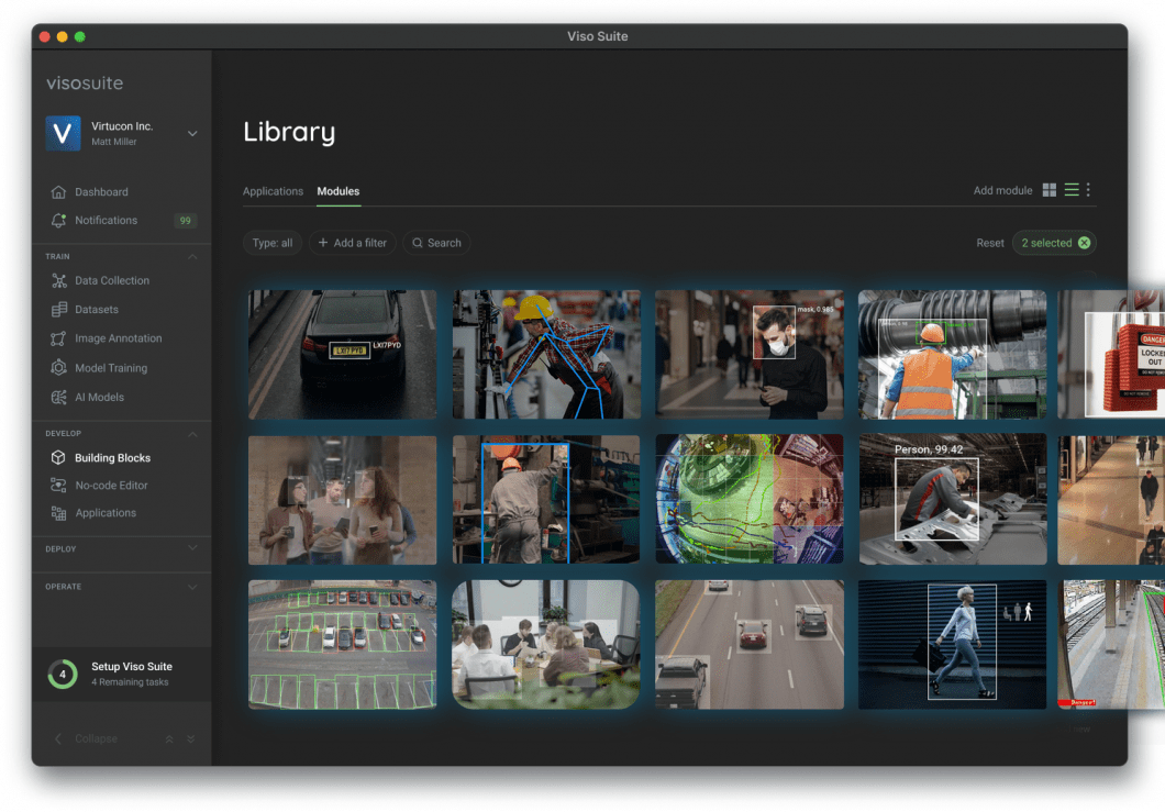 Object detection applications can be built in Viso Suite. The no-code, end-to-end platform for enterprise computer vision solutions. 