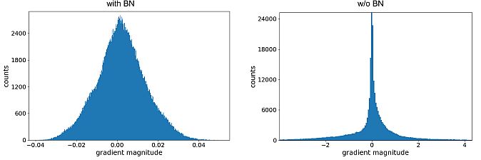 Batch normalization gradient magnitudes