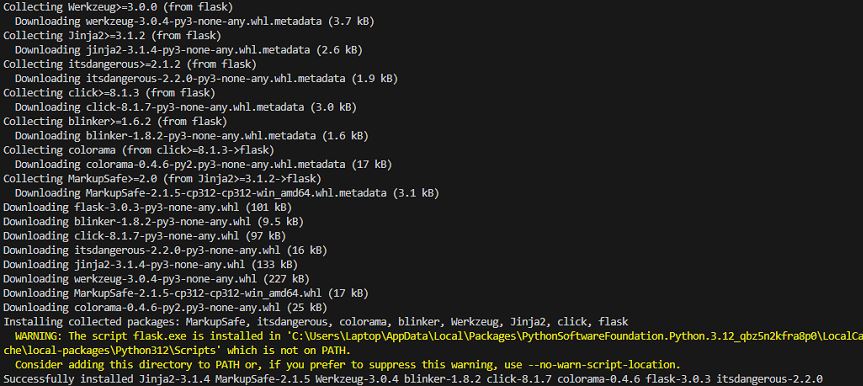 Installing Flask Using Terminal