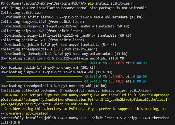 Installing sk learn using Terminal