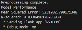 Mean Squared Error and R-squared values in Terminal