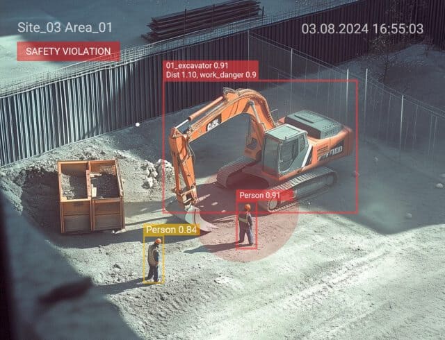 Monitoring safe distances on worksites with computer vision