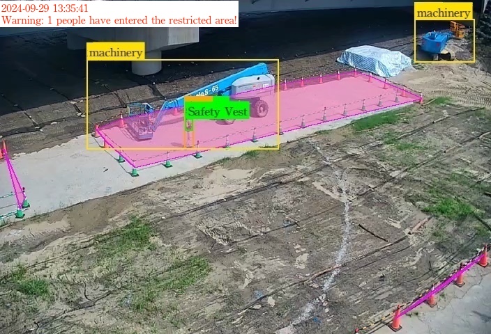 Detect person in hazard zone using computer vision for construction