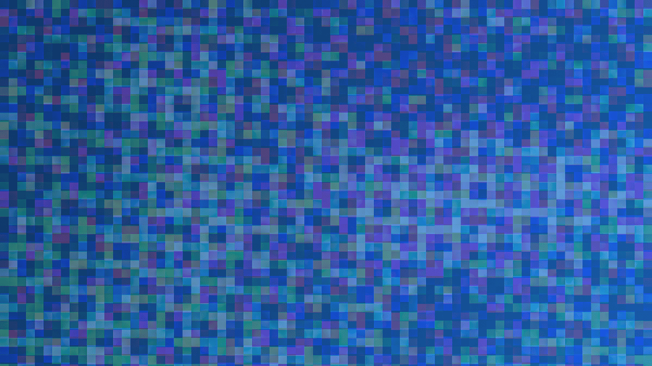 Blue pixelated digital pattern illustrating artificial intelligence and data visualization.
