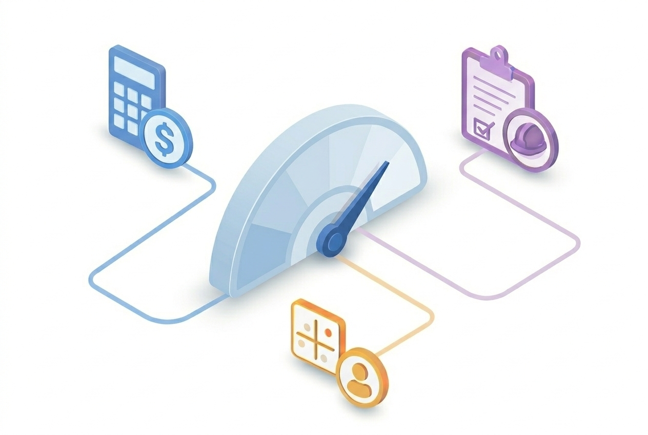 3D dashboard with finance and checklist icons